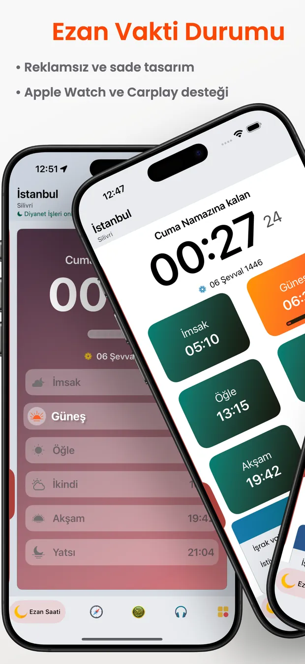 Ezan Vakti Durumu — reklamsız sade tasarım