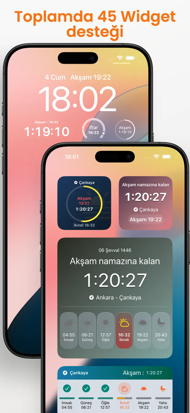 45 widget desteği